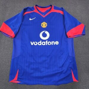 Nike Manchester United Jersey Mens Large Blue Vodafone Tomski #37 T90 Soccer Kit
